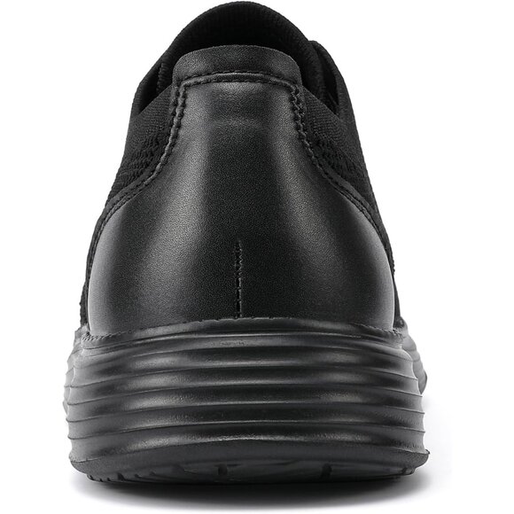 ⚡VILOCY Men's All Black Fashion Business Comfortable Breathable Dress Sneaker - Picture 6 of 9